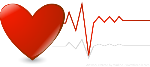 image of heart with ecg line