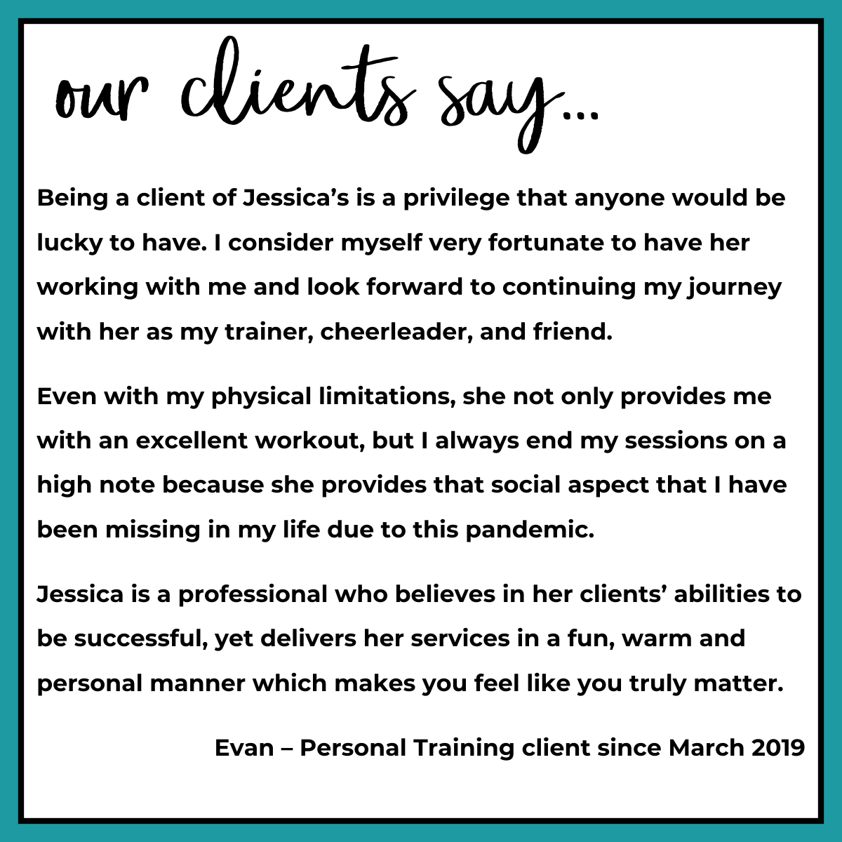 Testimonial about Jessica from client Evan