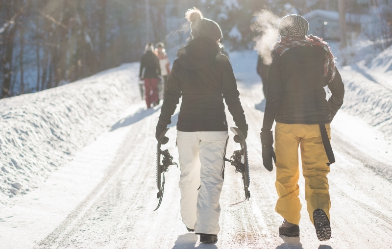 people walking in winter