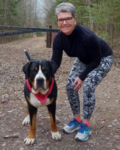 Kim Mortson with Yeti the dog