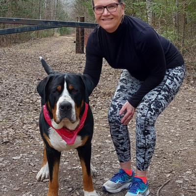 Kim Mortson with Yeti the dog