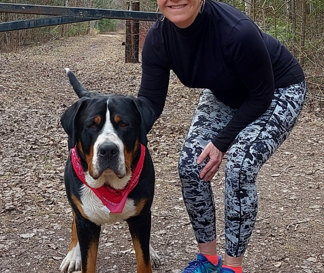 Kim Mortson with Yeti the dog